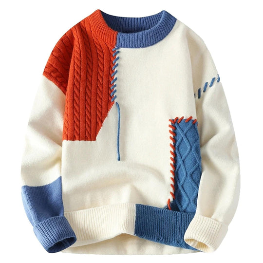 Ezra™ | Cozy Patchwork Knit Sweater