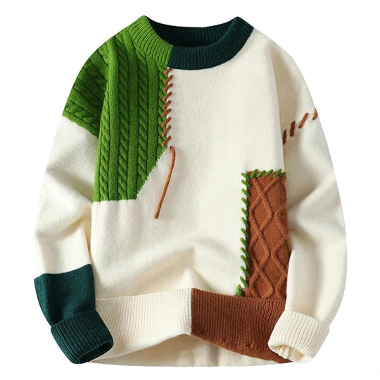 Ezra™ | Cozy Patchwork Knit Sweater