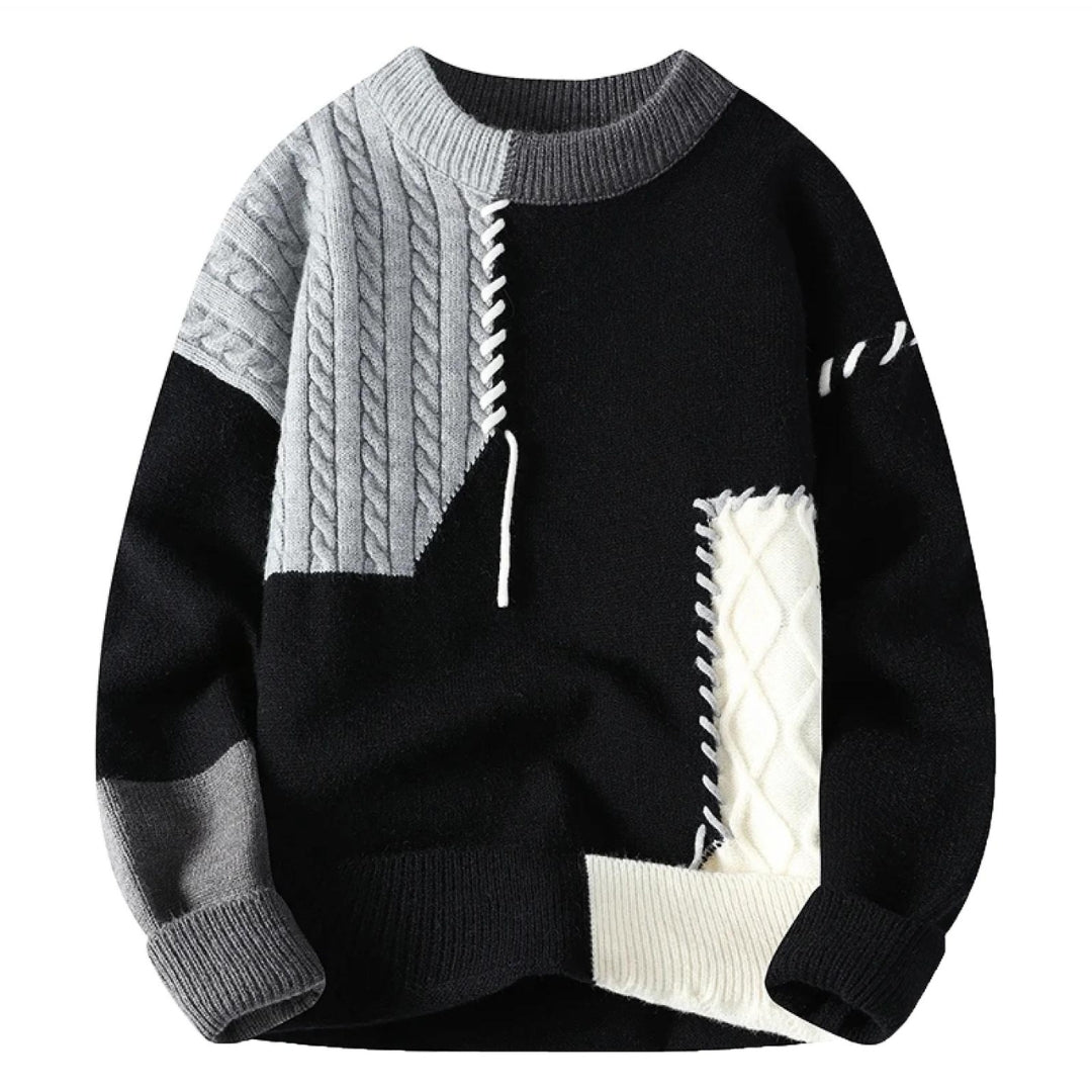 Ezra™ | Cozy Patchwork Knit Sweater