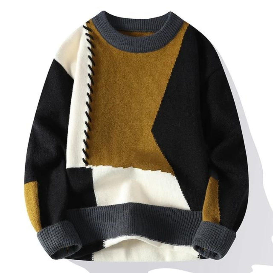 Ezra™ | Cozy Patchwork Knit Sweater