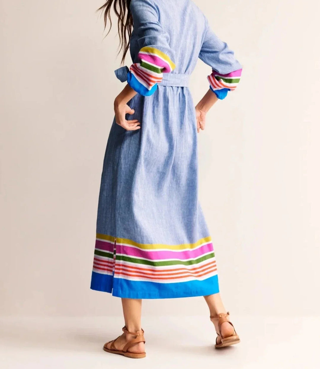 Marina | Printed Splice Casual Linen Dress